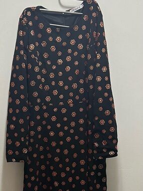 Black Sleeveless Tunic with Red & Gold Floral Embroidery
